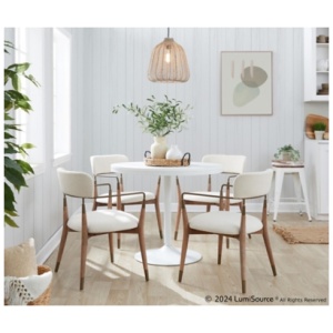 LumiSource Dakota Dining Table and 4 Chairs, Cream
