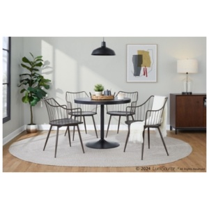 LumiSource Dakota Winston Dining Table and 4 Chairs, Walnut