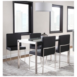 LumiSource Fuji Dining Table and 4 Chairs, Black