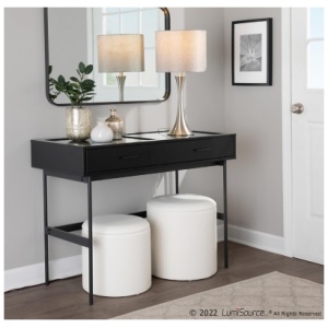 LumiSource Maverick Nesting Ottoman Set, Cream