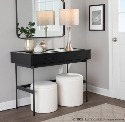 LumiSource Maverick Nesting Ottoman Set, Cream