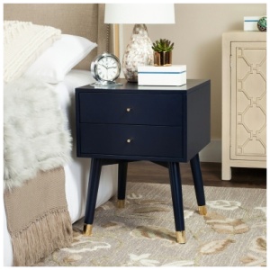 Lyla Mid Century Gold Cap Nightstand, Blue