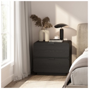 Manhattan Comfort Chrystie 26" 2 Drawer Nightstand, Black