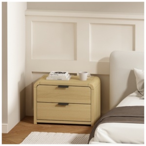 Manhattan Comfort Grace 28" 2 Drawers Nightstand, Natural/Black