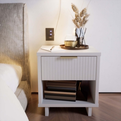 Manhattan Comfort Granville 18" 1 Drawer Nightstand, White