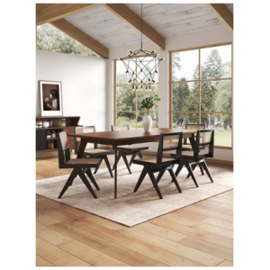Manhattan Comfort Hamlet Dining Chair (Set of 4), Black/Natural Cane
