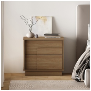 Manhattan Comfort Horizon 22" 2 Drawer Nightstand, Maple