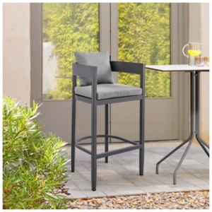 Menorca Outdoor Patio Bar Stool, Dark Gray