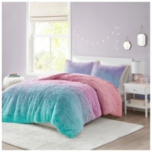 Mi Zone Shaggy Full/Queen Comforter Set, Purple Multi