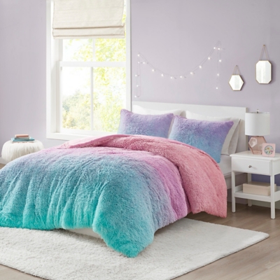 Mi Zone Shaggy Full/Queen Comforter Set, Purple Multi