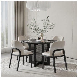 Miruo Mirror Inc Zenyra Round Dining Table, Black