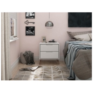 Modern 2 Drawer Nightstand, White