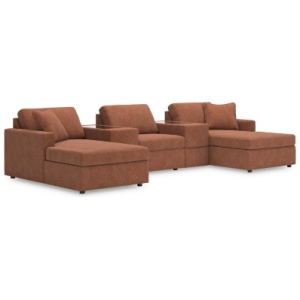 Modmax 5-Piece Modular Next-Gen Nuvella™ Performance Fabric Pit Sectional with Storage Consoles, Spice