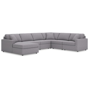Modmax 6-Piece Modular Next-Gen Nuvella™ Performance Fabric Sectional with Chaise, Granite