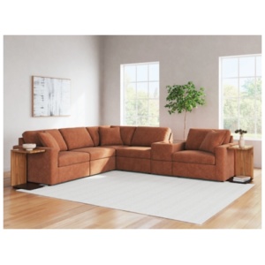 Modmax 6-Piece Modular Next-Gen Nuvella™ Performance Fabric Sectional with Storage Console, Spice