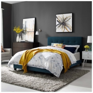 Modway Amira Twin Upholstered Bed, Azure