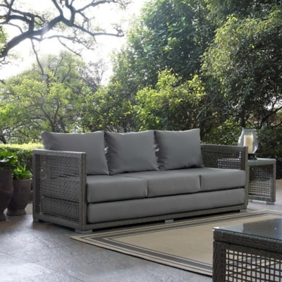 Modway Aura Outdoor Sofa, Gray/Gray