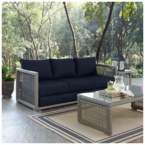 Modway Aura Outdoor Sofa, Gray/Navy