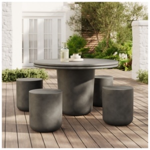 Modway Brion Outdoor Dining Table and 4 Stools, Gray