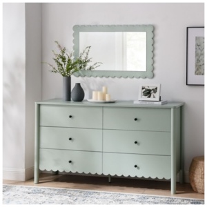 Modway Emmeline Scalloped 59" 6 Drawer Dresser, Sage