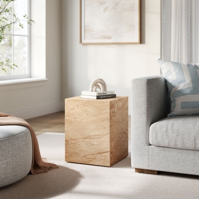 Modway Jordana Outdoor Side Table, Travertine