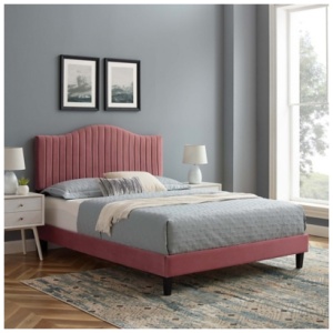 Modway Juniper Tufted King Platform Bed, Dusty Rose