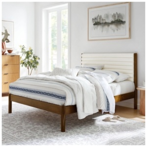 Modway Olea Full Boucle Channel Tufted Platform Bed, Feather Walnut