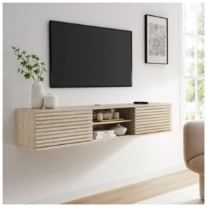 Modway Render 71" Wall Mount TV Stand, Travertine
