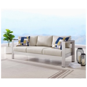 Modway Shore Outdoor Sofa, Silver/Beige