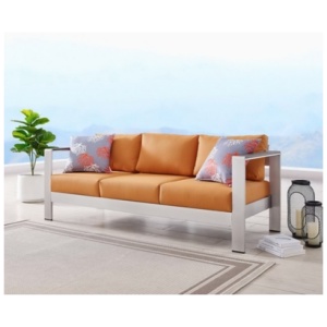 Modway Shore Outdoor Sofa, Silver/Orange