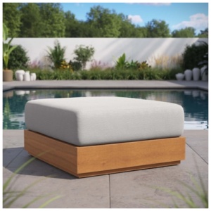 Modway Tahoe Outdoor Cozy Ottoman, Natural/Light Gray