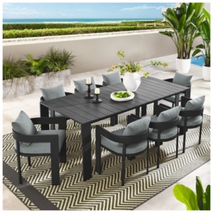 Modway Tahoe Outdoor Dining Table and 8 Chairs, Gray