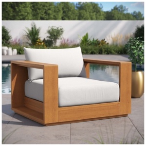 Modway Tahoe Outdoor Lounge Chair, Natural/Light Gray