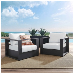 Modway Tahoe Outdoor Lounge Chair (Set of 2), Dark Gray/White