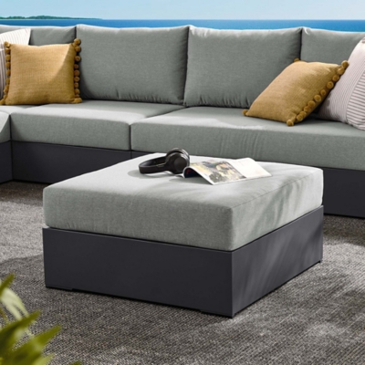 Modway Tahoe Outdoor Ottoman, Gray/Gray