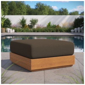 Modway Tahoe Outdoor Ottoman, Natural/Cocoa