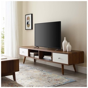 Modway Transmit 2-Drawer 70" TV Stand, Walnut/White