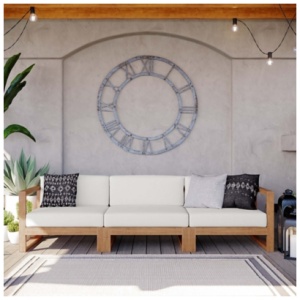 Modway Upland 3-Piece Outdoor Modular Sofa, Natural/White