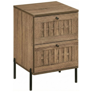 Nightstand Mid Century Modern End Table with Storage Drawers-Rustic Brown