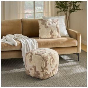 Nourison Lifestyle Indoor Pouf, Beige