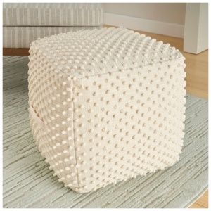 Nourison Lifestyle Outdoor Pouf, Ivory