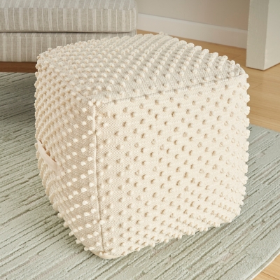 Nourison Lifestyle Outdoor Pouf, Ivory