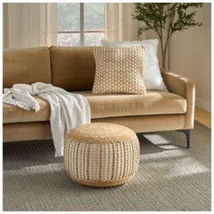 Nourison Lifestyle Pouf, Ivory