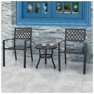 Nuu Garden Outdoor Bistro Table and 2 Chairs, Black