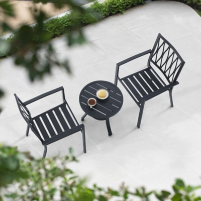 Nuu Garden Outdoor Bistro Table with 2 Chairs, Black