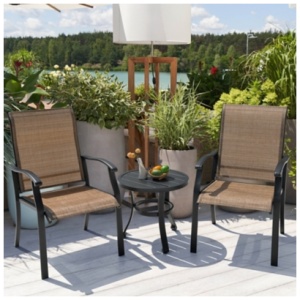 Nuu Garden Outdoor Bistro Table with 2 Chairs, Black/Brown