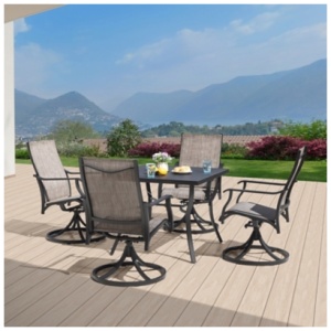 Nuu Garden Outdoor Dining Table and 4 Chairs, Gray/Black