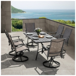 Nuu Garden Outdoor Dining Table and 6 Chairs, Gray/Black