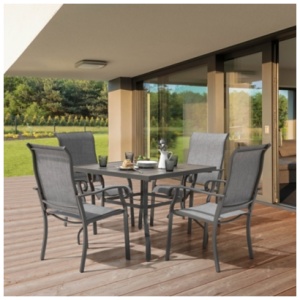 Nuu Garden Outdoor Square Dining Table and 4 Chairs, Gray