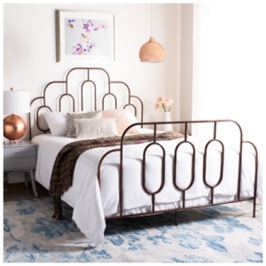 Paloma Retro Metal Bed, Antique Bronze